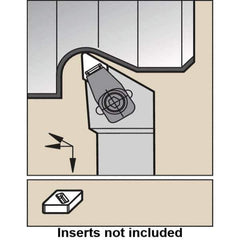 Kennametal - CDJN, Left Hand Cut, -3° Lead Angle, 25mm Shank Height x 25mm Shank Width, Negative Rake Indexable Turning Toolholder - 150mm OAL, DN.X 120708 Insert Compatibility, Series CDJN - Industrial Tool & Supply