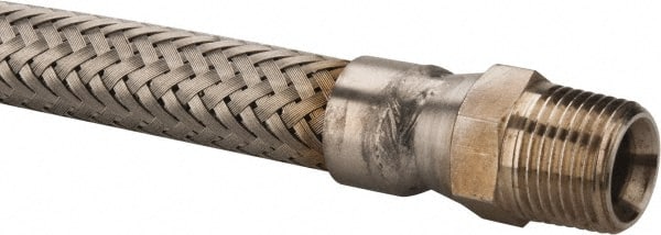 Made in USA - 18" OAL, 1/2" ID, 1,040 Max psi, Flexible Metal Hose Assembly - Industrial Tool & Supply