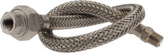 Made in USA - 18" OAL, 1/4" ID, 2,240 Max psi, Flexible Metal Hose Assembly - Industrial Tool & Supply