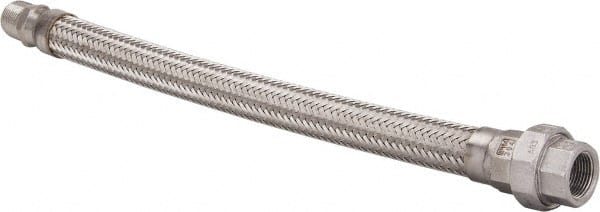 Made in USA - 18" OAL, 3/4" ID, 600 Max psi, Flexible Metal Hose Assembly - Industrial Tool & Supply