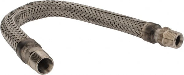 Made in USA - 18" OAL, 1/2" ID, 1,040 Max psi, Flexible Metal Hose Assembly - Industrial Tool & Supply