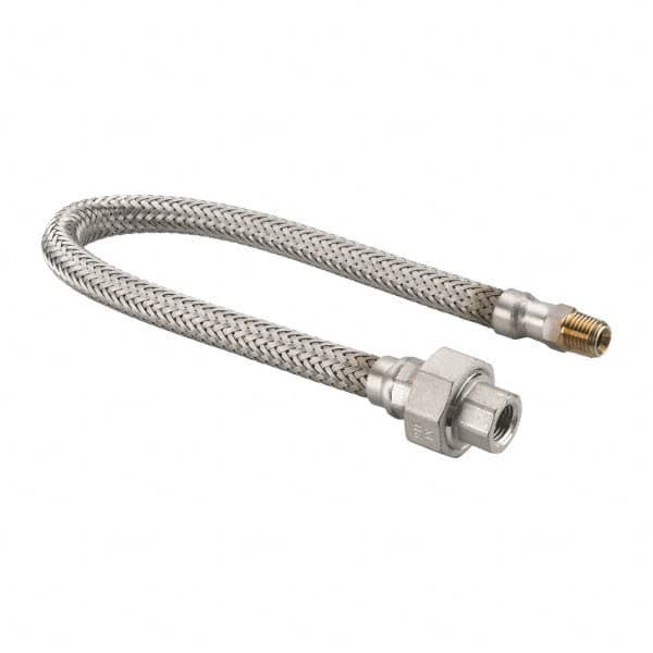 Made in USA - 18" OAL, 1/4" ID, 2,240 Max psi, Flexible Metal Hose Assembly - Industrial Tool & Supply