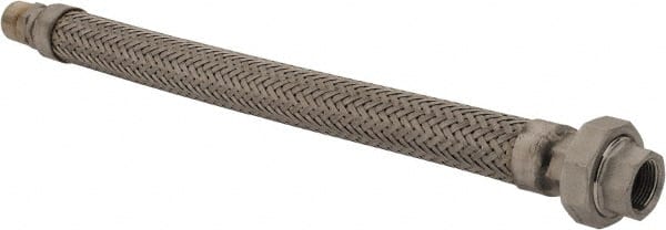 Made in USA - 18" OAL, 3/4" ID, 600 Max psi, Flexible Metal Hose Assembly - Industrial Tool & Supply