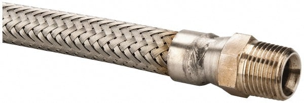 Made in USA - 24" OAL, 1/2" ID, 1,040 Max psi, Flexible Metal Hose Assembly - Industrial Tool & Supply