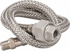 Made in USA - 24" OAL, 1/4" ID, 2,240 Max psi, Flexible Metal Hose Assembly - Industrial Tool & Supply