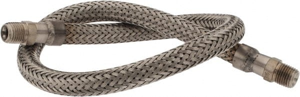 Made in USA - 24" OAL, 1/4" ID, 2,240 Max psi, Flexible Metal Hose Assembly - Industrial Tool & Supply