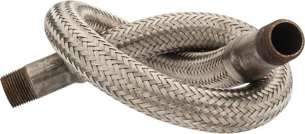 Made in USA - 30" OAL, 3/4" ID, 600 Max psi, Flexible Metal Hose Assembly - Industrial Tool & Supply