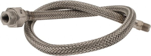 Made in USA - 30" OAL, 1/4" ID, 2,240 Max psi, Flexible Metal Hose Assembly - Industrial Tool & Supply