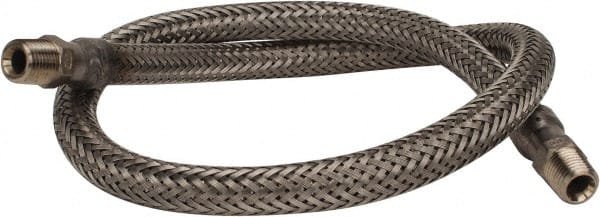 Made in USA - 30" OAL, 3/8" ID, 1,450 Max psi, Flexible Metal Hose Assembly - Industrial Tool & Supply