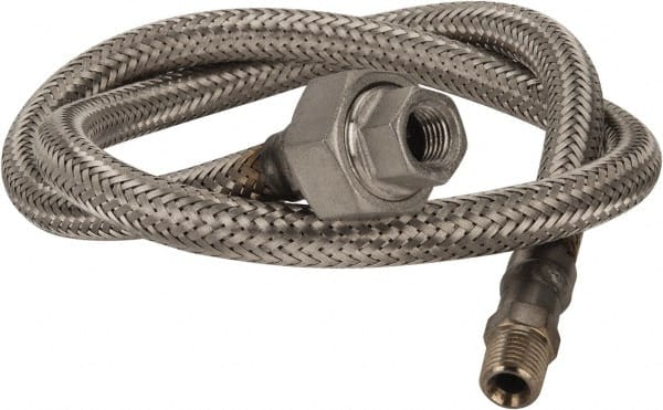 Made in USA - 36" OAL, 1/4" ID, 2,240 Max psi, Flexible Metal Hose Assembly - Industrial Tool & Supply