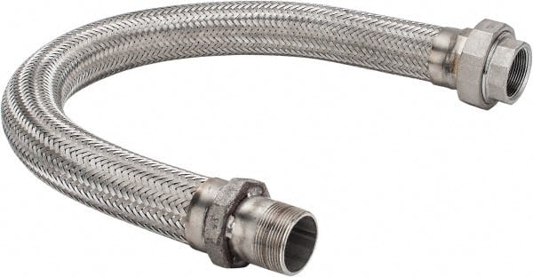 Made in USA - 36" OAL, 1-1/2" ID, 410 Max psi, Flexible Metal Hose Assembly - Industrial Tool & Supply