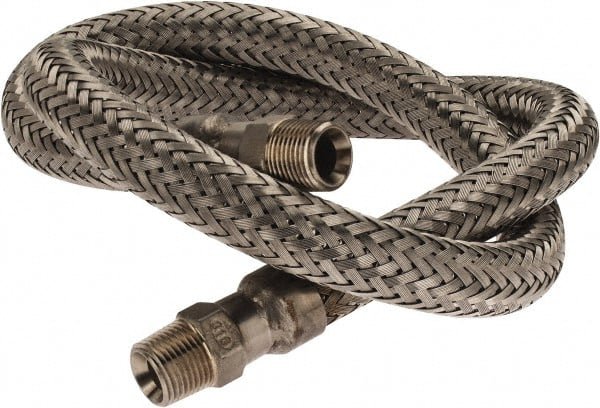 Made in USA - 36" OAL, 3/8" ID, 1,450 Max psi, Flexible Metal Hose Assembly - Industrial Tool & Supply