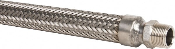 Made in USA - 36" OAL, 3/4" ID, 600 Max psi, Flexible Metal Hose Assembly - Industrial Tool & Supply
