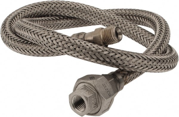 Made in USA - 36" OAL, 1/4" ID, 2,240 Max psi, Flexible Metal Hose Assembly - Industrial Tool & Supply
