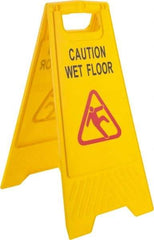 PRO-SOURCE - Caution - Wet Floor, 12" Wide x 24" High, Plastic Floor Sign - A-Frame, Red & Black on Yellow, For Accident Prevention - Industrial Tool & Supply