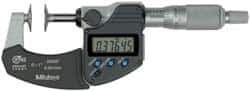Mitutoyo - 0 to 1 Inch, Ratchet Thimble, IP65 Water Resistance, Electronic Disc Micrometer - Digital Counter, 0.0002 Inch Accuracy, 0.787 Inch Disc, 6.3mm Spindle, 0.00005 Inch Resolution, NIST - Industrial Tool & Supply