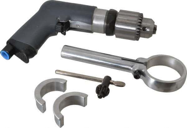 Ingersoll-Rand - 1/2" Reversible Keyed Chuck - Pistol Grip Handle, 900 RPM, 17 CFM, 0.4 hp, 90 psi - Industrial Tool & Supply