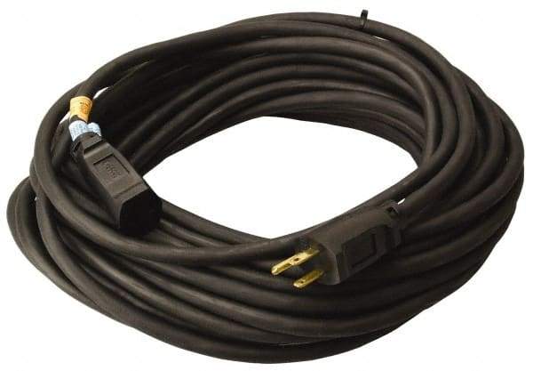 Southwire - 100', 14/3 Gauge/Conductors, Black Outdoor Extension Cord - 1 Receptacle, 13 Amps, UL SJEOW, NEMA 5-15P, 5-15R - Industrial Tool & Supply