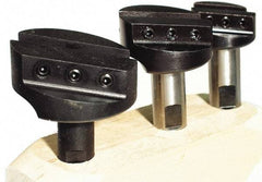 Made in USA - 3 Piece, 3/4" Shank Diam, 1-3/8" to 2-1/2" Max Head Diam, Straight Shank, Fly Cutter Set - 1 Bit Per Cutter, 5/16" Tool Bit, Multiple Head Diams, Includes Wood Block - Industrial Tool & Supply