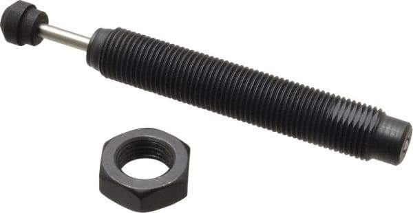 Parker - 9/16-18 Thread, 0.16 Rod Diam, 0.63 Stroke Length, Male Button Shock - 0.46 Shock Outside Diam, 4-1/2 OAL - Industrial Tool & Supply