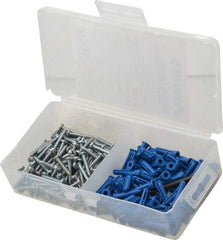 Powers Fasteners - #8 x 1 Screw, 7/8" Long, 3/4" Thick, Plug Drywall & Hollow Wall Anchor - 3/16" Drill, Plastic, Use in Concrete, & Masonry & Wallboard - Industrial Tool & Supply