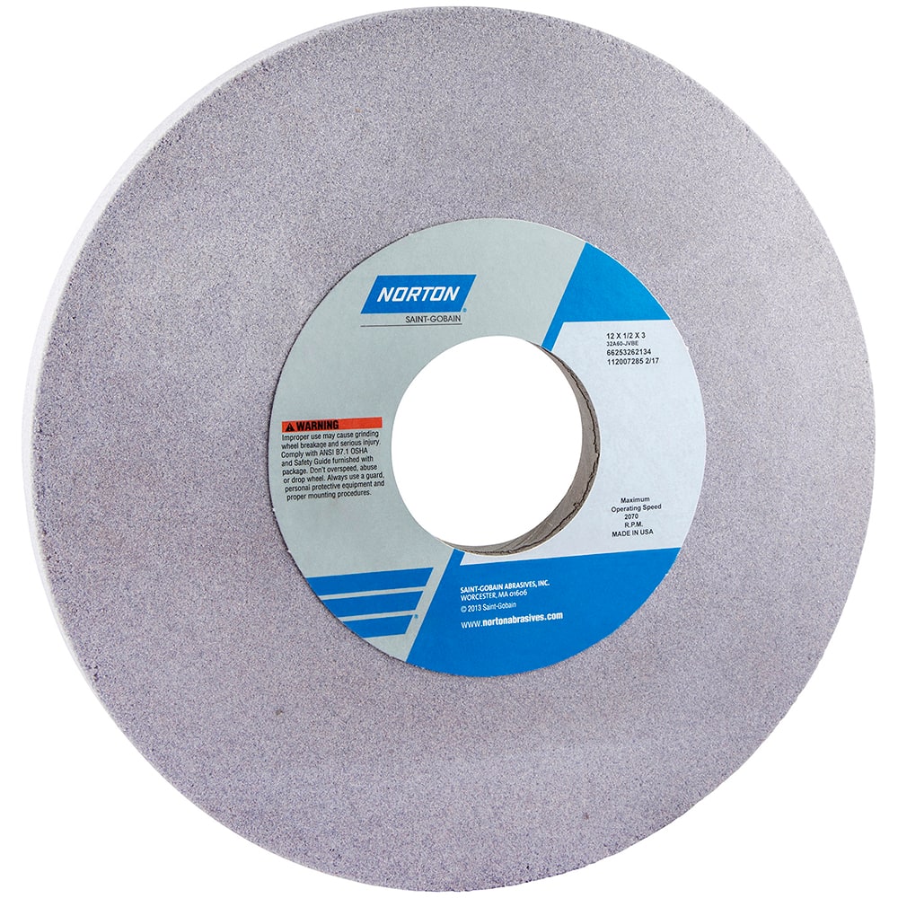Norton - 12" Diam x 3" Hole x 1/2" Thick, K Hardness, 80 Grit Surface Grinding Wheel - Industrial Tool & Supply
