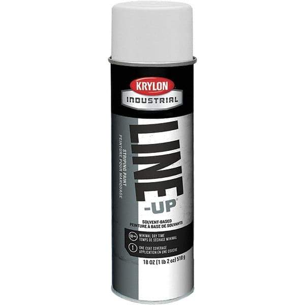 Krylon - 18 fl oz White Striping Paint - 234 to 332 Sq Ft/Gal Coverage, Solvent-Based Formula - Industrial Tool & Supply