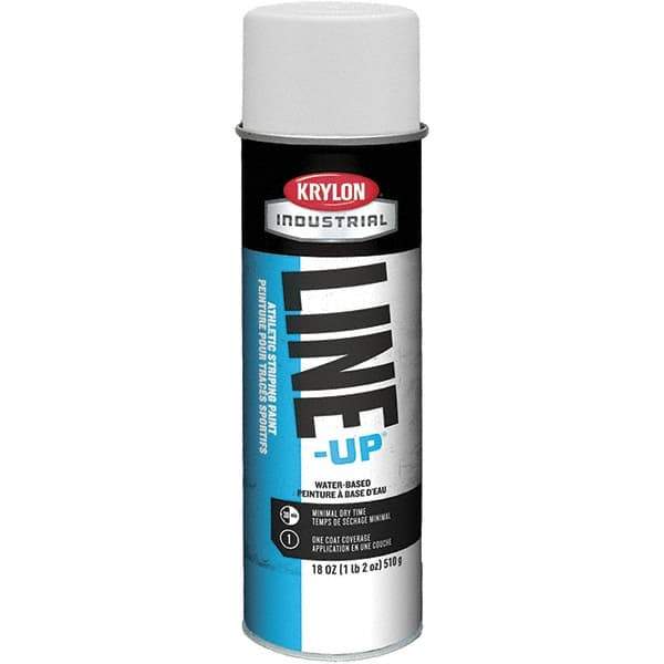 Krylon - 18 fl oz White Striping Paint - 234 to 332 Sq Ft/Gal Coverage, Water-Based Formula - Industrial Tool & Supply