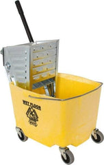 Value Collection - 35 Qt Plastic Metal Bucket & Wringer - 3" Long, Yellow - Industrial Tool & Supply