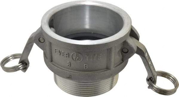 EVER-TITE Coupling Products - 3" Aluminum Cam & Groove Suction & Discharge Hose Female Coupler Male NPT Thread - Part B, 3" Thread, 125 Max psi - Industrial Tool & Supply