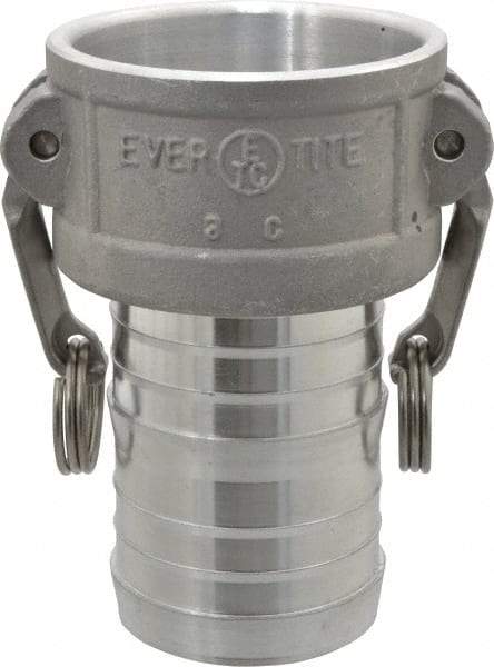 EVER-TITE Coupling Products - 3" Aluminum Cam & Groove Suction & Discharge Hose Female Coupler Hose Shank - Part C, 125 Max psi - Industrial Tool & Supply