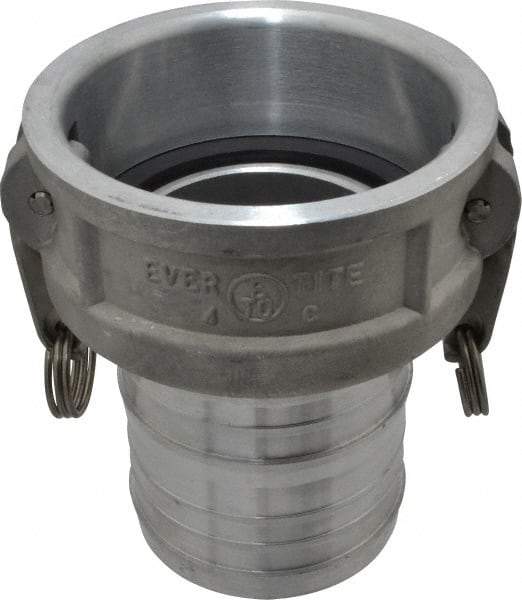 EVER-TITE Coupling Products - 4" Aluminum Cam & Groove Suction & Discharge Hose Female Coupler Hose Shank - Part C, 100 Max psi - Industrial Tool & Supply