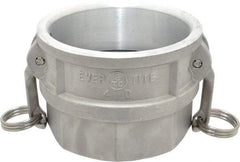 EVER-TITE Coupling Products - 4" Aluminum Cam & Groove Suction & Discharge Hose Female Coupler Female NPT Thread - Part D, 4" Thread, 100 Max psi - Industrial Tool & Supply