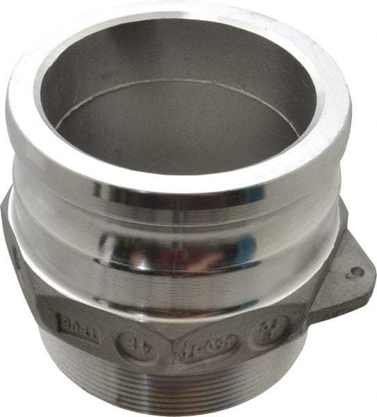 EVER-TITE Coupling Products - 4" Aluminum Cam & Groove Suction & Discharge Hose Male Adapter Male NPT Thread - Part F, 4" Thread, 100 Max psi - Industrial Tool & Supply