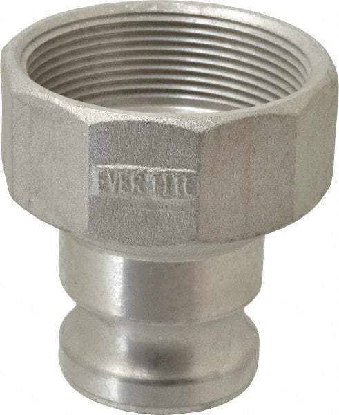EVER-TITE Coupling Products - 2" Aluminum Cam & Groove Suction & Discharge Hose Male Adapter Female NPT Thread - Part A, 3" Thread, 250 Max psi - Industrial Tool & Supply