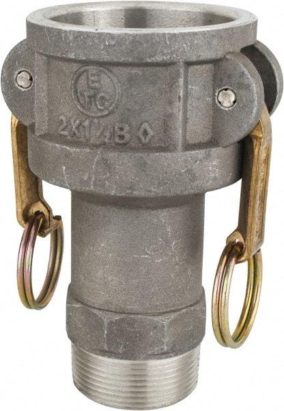 EVER-TITE Coupling Products - 2" Aluminum Cam & Groove Suction & Discharge Hose Female Coupler Male NPT Thread - Part B, 1-1/2" Thread, 250 Max psi - Industrial Tool & Supply