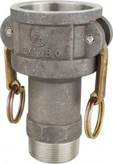 EVER-TITE Coupling Products - 2" Aluminum Cam & Groove Suction & Discharge Hose Female Coupler Male NPT Thread - Part B, 1-1/2" Thread, 250 Max psi - Industrial Tool & Supply