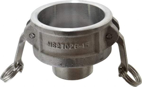 EVER-TITE Coupling Products - 3" Aluminum Cam & Groove Suction & Discharge Hose Female Coupler Male NPT Thread - Part B, 2" Thread, 125 Max psi - Industrial Tool & Supply