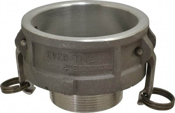 EVER-TITE Coupling Products - 4" Aluminum Cam & Groove Suction & Discharge Hose Female Coupler Male NPT Thread - Part B, 3" Thread, 100 Max psi - Industrial Tool & Supply