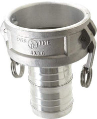 EVER-TITE Coupling Products - 4" Aluminum Cam & Groove Suction & Discharge Hose Female Coupler Hose Shank - Part C, 100 Max psi - Industrial Tool & Supply