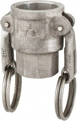 EVER-TITE Coupling Products - 3/4" Aluminum Cam & Groove Suction & Discharge Hose Female Coupler Female NPT Thread - Part D, 1/2" Thread, 250 Max psi - Industrial Tool & Supply