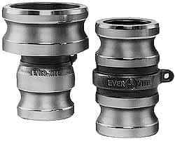 EVER-TITE Coupling Products - 1-1/2" Aluminum Cam & Groove Suction & Discharge Hose Spool Adapter - 2" Thread, 250 Max psi - Industrial Tool & Supply