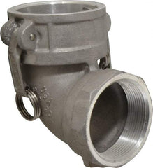 EVER-TITE Coupling Products - 3" Aluminum Cam & Groove Suction & Discharge Hose Female Coupler Female NPT Thread, 90° - Part D, 3" Thread, 125 Max psi - Industrial Tool & Supply