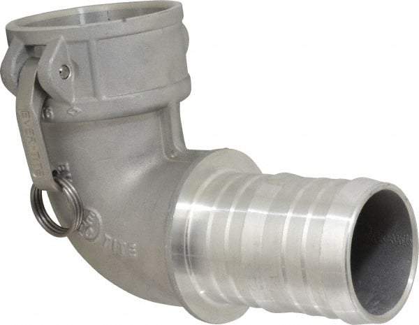 EVER-TITE Coupling Products - 3" Aluminum Cam & Groove Suction & Discharge Hose Female Coupler Hose Shank, 90° - Part C, 125 Max psi - Industrial Tool & Supply