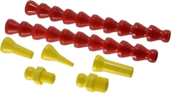 Value Collection - 7 Piece, 13" Hose Length, 1/16, 1/4 & 1/8" Nozzle Diam, 1/4" Hose ID, Coolant Hose Kit - 1/8 & 1/4" NPT For Snap Flow Modular Hose Systems - Industrial Tool & Supply