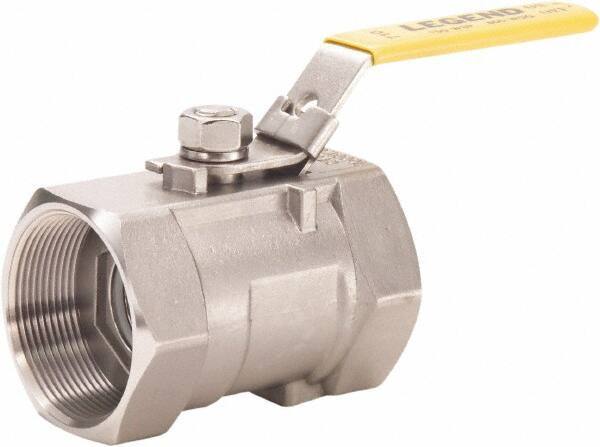 Legend Valve - 1/8" Pipe, Standard Port, Stainless Steel Standard Ball Valve - 1 Piece, FNPT x FNPT Ends, Lever Handle, 800 WOG, 150 WSP - Industrial Tool & Supply