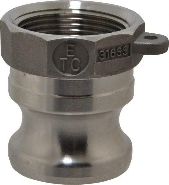 EVER-TITE Coupling Products - 1-1/4" Stainless Steel Cam & Groove Suction & Discharge Hose Male Adapter Female NPT Thread - Part A, 1-1/4" Thread, 250 Max psi - Industrial Tool & Supply
