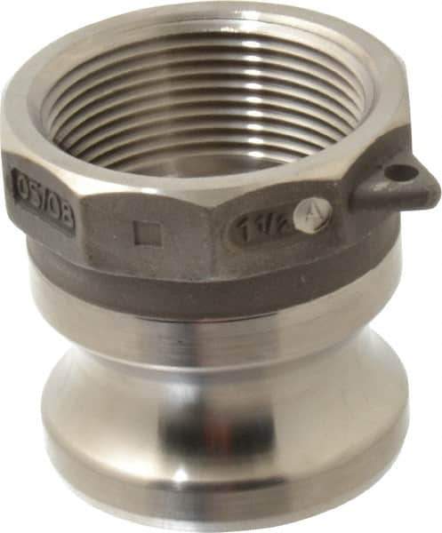 EVER-TITE Coupling Products - 1-1/2" Stainless Steel Cam & Groove Suction & Discharge Hose Male Adapter Female NPT Thread - Part A, 1-1/2" Thread, 250 Max psi - Industrial Tool & Supply