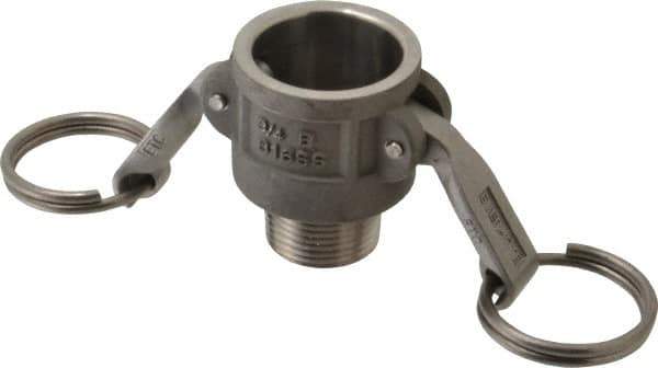 EVER-TITE Coupling Products - 3/4" Stainless Steel Cam & Groove Suction & Discharge Hose Female Coupler Male NPT Thread - Part B, 3/4" Thread, 250 Max psi - Industrial Tool & Supply