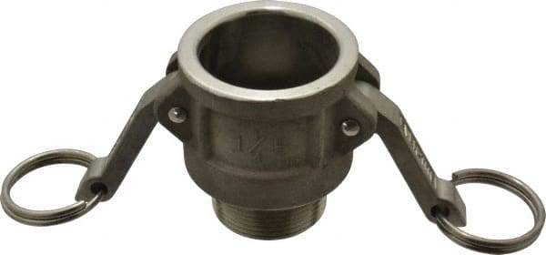 EVER-TITE Coupling Products - 1-1/4" Stainless Steel Cam & Groove Suction & Discharge Hose Female Coupler Male NPT Thread - Part B, 1-1/4" Thread, 250 Max psi - Industrial Tool & Supply